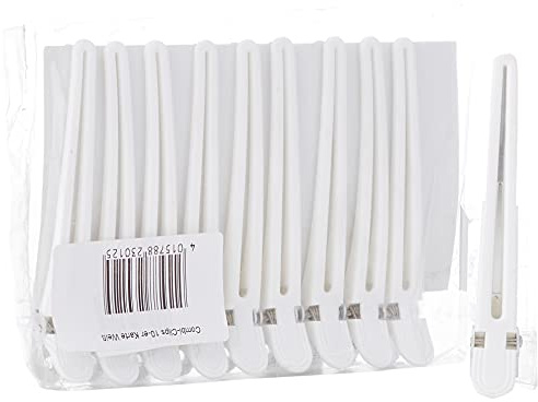 Fripac-Medis Haarclips Combi-Clips (Abteilklammern), Haarklammern zum Festklemmen und Abteilen einzelner Haarpartien, 10 Stück à 9,5 cm, weiß