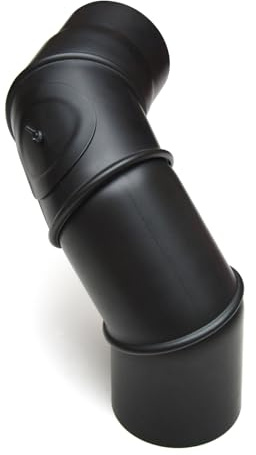 raik Rauchrohrbogen/Ofenrohrbogen Multibogen mit Tür 4-teilig 0-90° drehbar 160 mm Durchmesser 2 mm Stahlblech Schwarz SH062-160-sw