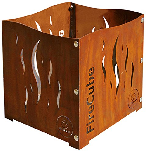 FIAP FireCube Active Rost - Cube - Feuerkorb - als Feuerstelle oder Grill - für Garten und Terrasse - Corten-Stahl - Rost-Optik