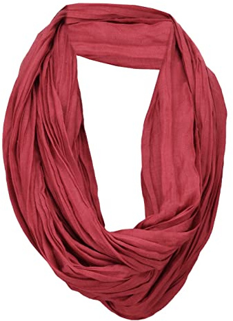 TigerTie Loop halsduk i olika färger enfärgad – tubhalsduk rund halsduk, Röd bordeaux mörkröd, Größe: ca. Länge 160 cm, Breite 70 cm