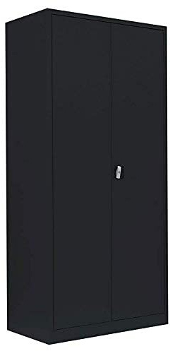 Lüllmann Spind Kleider-Wäscheschrank komplett montiert schwarz 195cmx92cm Metallschrank abschließbar Spindschrank Putz Spind 545549
