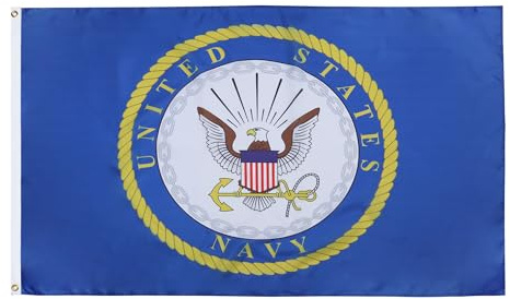 AZ FLAG Flagge Kriegsmarine der USA 150x90 cm Polyester 100D 2 Ösen | Für innen und außen Vereinigten Staaten von Amerika dekorative Flagge US Navy Emblem doppelte Nähte und verstärkte Kanten