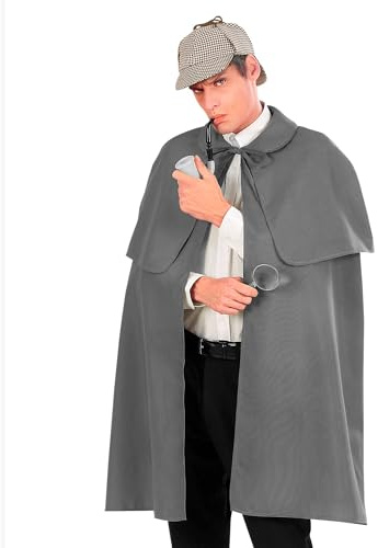 W WIDMANN MILANO Party Fashion - Capa con pelerina | Capa vintage, complemento, accesorio de disfraz para detectives, espías, Carnaval y fiestas temáticas