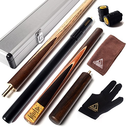 CUESOUL 57 Handcraft 3/4 Jointed Snooker Queues with Mini Butt End Extension Packed in Aluminium Köcher(D305)
