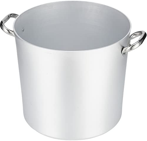 Pentole Agnelli Profi-Aluminium 3 mm, hoher Topf mit zwei Griffen 32 cm silber/schwarz