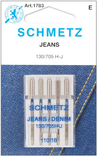 SCHMETZ Jean & Denim Sewing Machine Needles - Precision Needles for Heavy Fabric, Size 110/18, 5-Needle Cards, Pack of 1