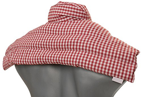 Coussin épaules et nuque avec col aux graines de lin - rouge et blanc - Coton Bio - coussin thermique Coussin aux graines