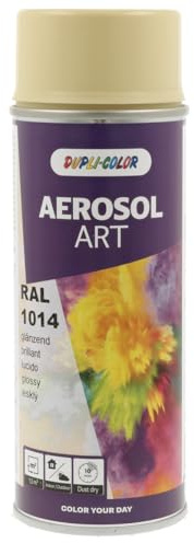 DUPLI-COLOR AEROSOL ART RAL 1014 elfenbein glänzend 400 ml, Spraylack für vielseitigen Einsatz, schnelltrocknend, hohe Deckkraft, für Innen- und Außenbereiche geeignet