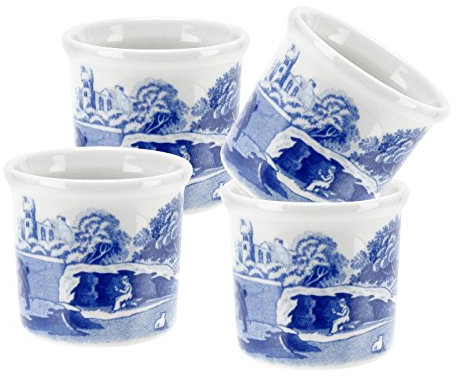 Bleu Italien en Porcelaine 4.5 cm Coquetier, Bleu/Blanc