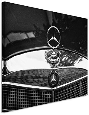 50x70cm Wandbild Fotoleinwand Bild in Schwarz Weiss Mercedesstern