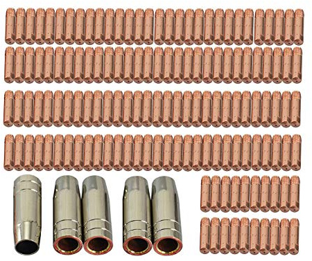 RIVERWELD MIG MAG Kontaktspitzen M6 0,8 mm 140.0059 Kegelige Gasdüse 12,0 mm 145.0075 Abdeckung Sortimentsgrößen-Kit für 15AK MB15 CO2-Schweißbrenner 21 Stück | 21-teiliges Set inklusive konischer Gasdüse 1,20 mm 145.0075, Schutzkappe