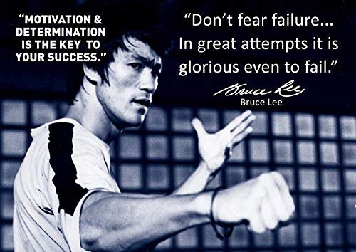 Bruce Lee Schwarzweiß Motivationsposter #67 Fürchte dich nicht vor Misserfolg, Kung- fu, Motivation, Inspiration, Legende, Kämpfer, Kampfsport Plakat A3 420 x 297mm