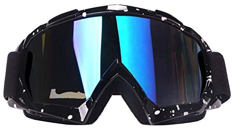 4-FQ Motocross Brille, Crossbrille, Hochwertige Motorradbrillen, ATV Dirt Bike Off Road Racing MX-Fahrbrille, Anti Fog UV Schutzbrille mit Double Lens Schaumstoffpolsterung (Schwarz)
