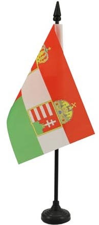 AZ FLAG Bandera de Mesa Reino de Italia Corona 15x10 cm Base Plástico | Uso interior Bandera de escritorio italiana real Regno d'Italia Corona acabado cosido y bordes reforzados poliéster 100D