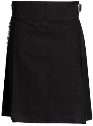 The Scotland Kilt Company Scottish Tartan Wedding Dress 5 Yard Acrylic Kilt - Plain Black - Smart Casual, Adjustable Buckle, Comfortable Kilt - 32''