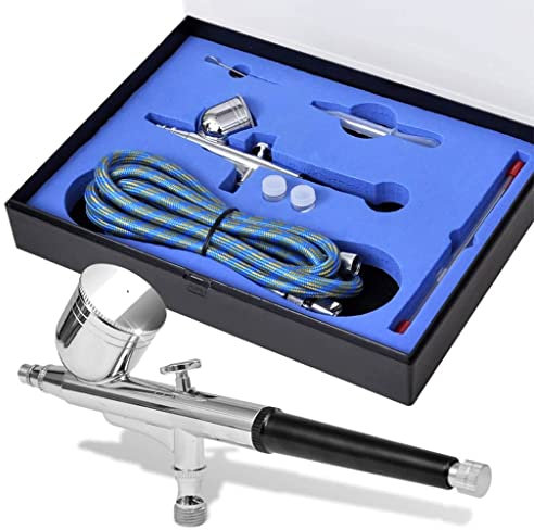 vidaXL Set Aerógrafo 3 Boquilla Aire Precisión Pistola Pintura Decoración Uñas
