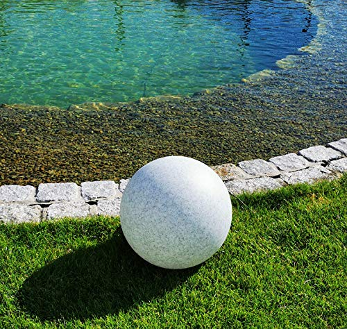 Bola imitación de granito para el jardín, bombilla a elegir de 30/40/50 cm, incluye 5 m cable exterior IP65 E27 de capacidad