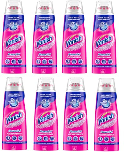 Vanish Oxi Action PowerGel – Gel zur Fleckentfernung – Für die Vorbehandlung bunter & weißer Wäsche – 8 x 200 ml