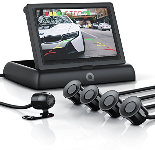 CSL - Rückfahrkamera mit Display Einparkhilfe Sensorsystem Set - Autokamera Rückfahrhilfe - 4,3 Zoll 10,922cm TFT-Monitor - Blickwinkel 135 Grad - hochwertige Sensoren-Technik