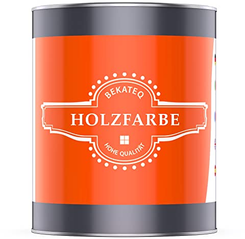 BEKATEQ Holzschutzfarbe 1l Steingrau auf Wasserbasis I Holzfarbe für innen und außen I Parkettlack, Türlack, Treppenlack, Zaunfarbe & mehr I Hochdeckender Wetterschutzlack für Holz BE-420
