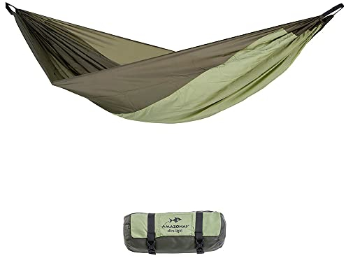 AMAZONAS Ultra-Light Hängematte Silk Traveller Thermo 520g 275x140cm Packmaß 20 x 6,5cm bis 200kg in Grün
