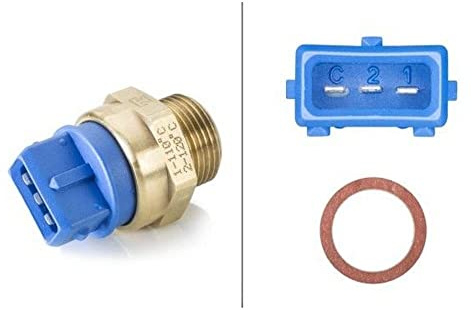 HELLA 6ZT 007 836-051 Temperaturschalter, Kühlerlüfter - 12V - 3-polig - Flachstecker - geschraubt - Umschalter