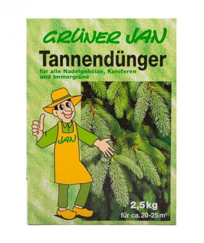 Tannendünger 2,5 kg Koniferendünger Nadelgehölzdünger Spezialdünger Garten | Grüner Jan, kräftiges Wachstum, sattes Grün, Magnesium, Nährstoffversorgung, Thuja, Zypressen, einfache Ausbringung, ergiebig