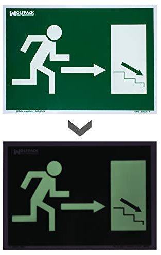 Cartel/Señal Fluorescente/Señal Fluorescente Salida Escalera Derecha Abajo 21x30 cm.