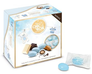 Buratti Confetti alla Mandorla Ricoperta di Cioccolato, Tenerezze Vassoio Azzurro - 500 g