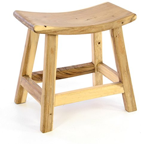 Divero Sitzhocker Lagos aus Suar Holz, unbehandelt - Reine Handarbeit – Farbe: Natur-Braun