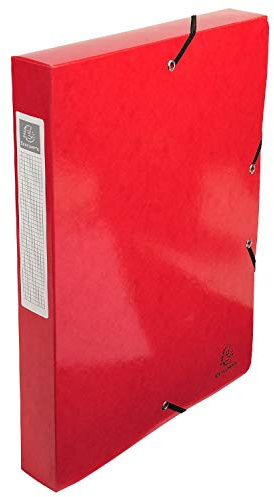Exacompta 59925E Arkivbox Iderama (rygg 40 mm, idealisk för din organisation på kontoret, gummilås, hopfällning, passar för dokument DIN A4+, 24 x 32 cm) röd 1 st.