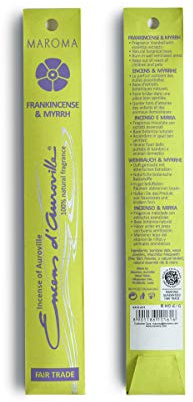 Maroma Incense Encens d'Auroville 10 Sticks, Frankincense and Myrrh