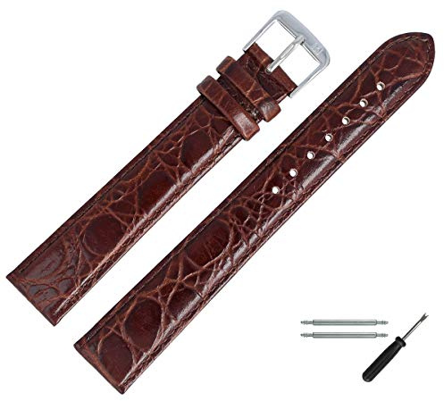 MARBURGER Uhrenarmband 20mm Leder Kroko Prägung XL - Werkzeug Montage Set 68120