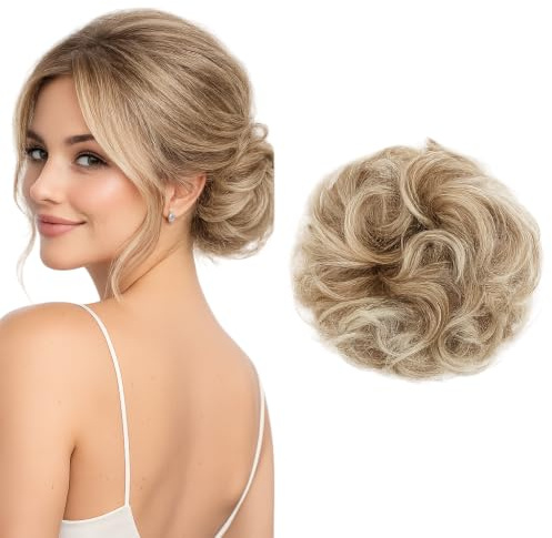 CAISHA Scrunchie Haarteil Dutt Voluminös Haargummi Blond Mix G7E