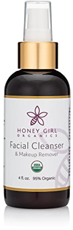 Honey Girl Organics Facial Cleanser, USDA Organic Cleanser & Makeup Remover w/Beeswax, EVOO & Lemon Oil. Remove Dirt, Balance Skin, Ease Inflammation. Naturally has pollen, propolis, royal jelly. 4oz