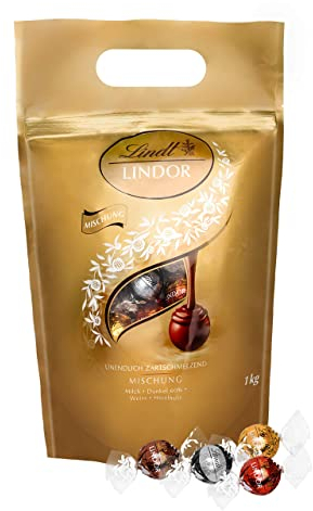 Lindor Mischung, 1 kg Beutel, ca. 80 Lindt Schokoladen Kugeln (1er Pack)