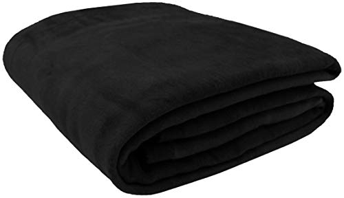 ZOLLNER Kuscheldecke flauschig in 150x200 cm - weiche und langlebige Sofadecke in schwarz - waschbar bis 40°C - Mischgewebe - mit elegantem Einfassband - Hotelqualität - Oeko Tex® Zertifiziert