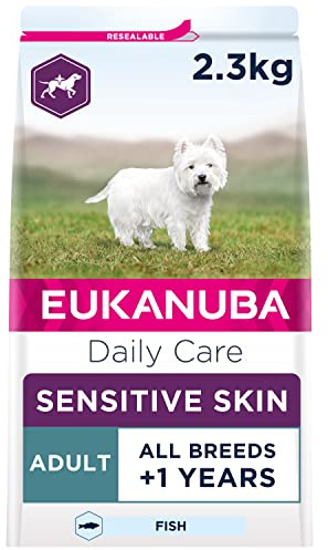 Eukanuba Daily Care Sensitive Skin hundfoder – torrfoder för hundar med känslig hud, horoallergent foder med fisk, 2,3 kg