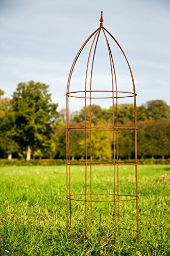 KUHEIGA Rankgerüst Ø: 60cm, Rost, H: 200cm Blumenhilfe zweiteilig Obelisk Rankgitter