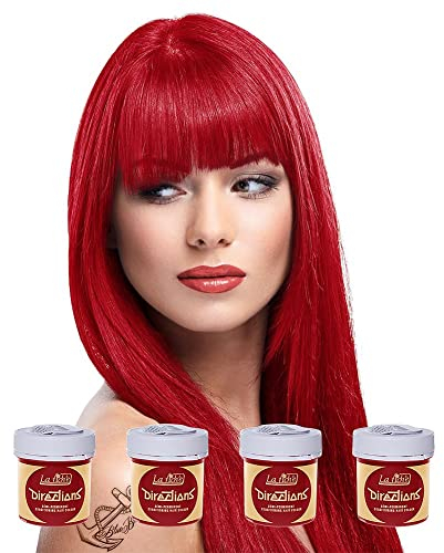 4 X La Riche Directions Semi-Permanent Hair Color 88ml Tubs - Poppy Red