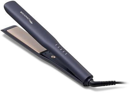 Bio Ionic GoldPro 1.5 Hair Straightener, Blue, Moisturizing Heat Technology & 24K Gold MX, Hair Straightening Iron for Sleek Styles & Flat Iron Curls, 40% Longer Plates, Adjustable Heat