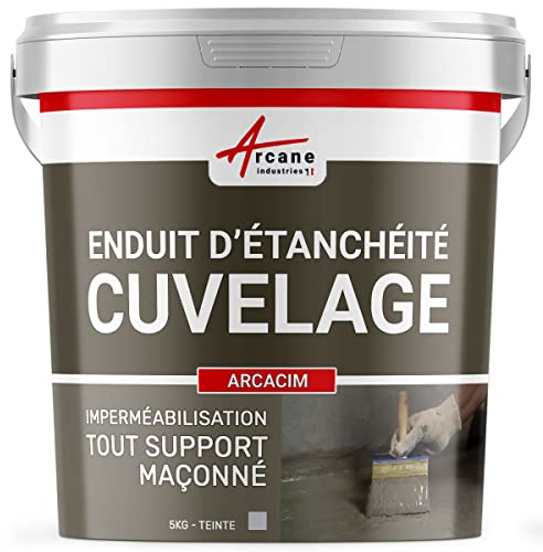 Enduit d'etanchéité, hydrofuge, enduit de cuvelage, pour béton, support maçonné : Arcacim - 5 kg Gris - ARCANE INDUSTRIES