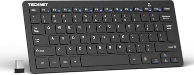 TECKNET 2.4G Wireless Keyboard - Mini Compact Keyboard with Media Hotkeys, 12-Month Battery Life, Compatible with PC, Desktop, Laptop, Smart TV - Black