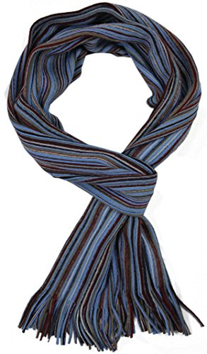 Rotfuchs® Strickschal Streifen modisch blau rot 50% Wolle 50% Polyacryl unisex 215 x 26 cm