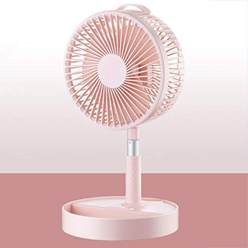 fcya Ventilador de Mesa Ventilador de pie portátil Plegable de 4 velocidades, batería Recargable Ultra silenciosa, 7200 mAh, Ventilador USB, Ventilador de refrigeración de suelopink