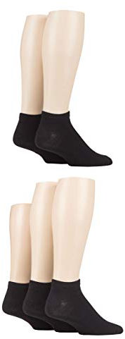 SockShop Mens Bamboo Striped and Plain Trainer Socks Pack of 5 (Black, 7-11)