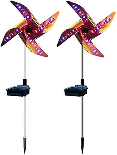 LJYT 2 Pieces of Outdoor Garden Solar Windmill Light, 32 LED Outdoor Solar Ground Light Garden Windmill Light, Lawn, Courtyard, Garden Decoration