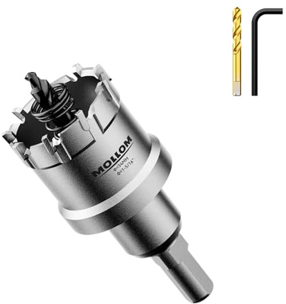 Mollom 1-5/16 (34mm) Hartmetall-Lochsäge Schwerlast mit 2 Zentrierbohrern