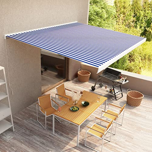 INLIFE Manuelle Kassetten-Markise 400x300 cm Blau und Weiß-2674-2674