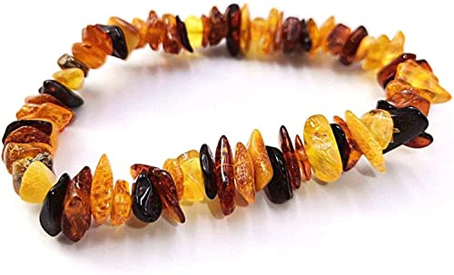 Bracciale chips braccialetto pietra vera naturale (VERA AMBRA FOSSILE)